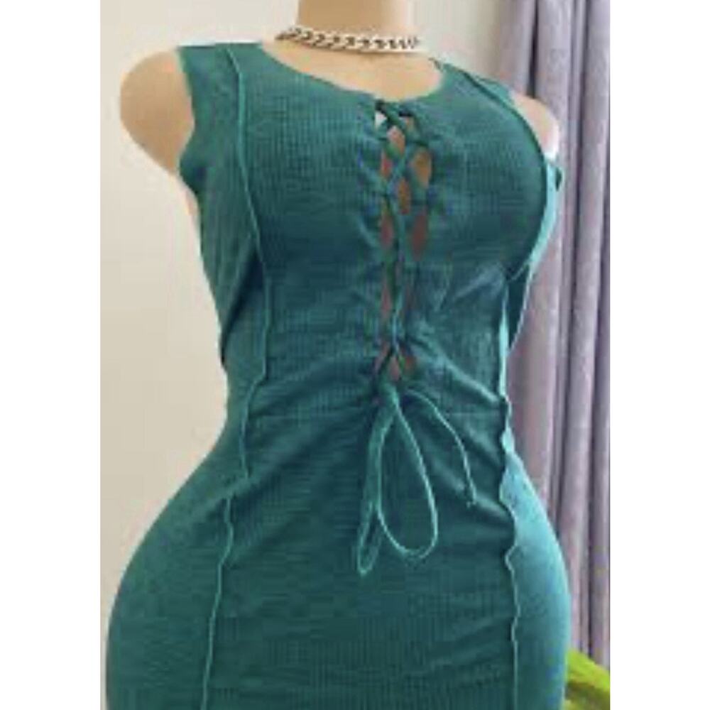 Women’s Green Wild Fable Bodycon Dress Tie Slit Size Medium